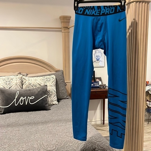 Nike Pro Teal Blue Compression Pants Size Large - Picture 1 of 14